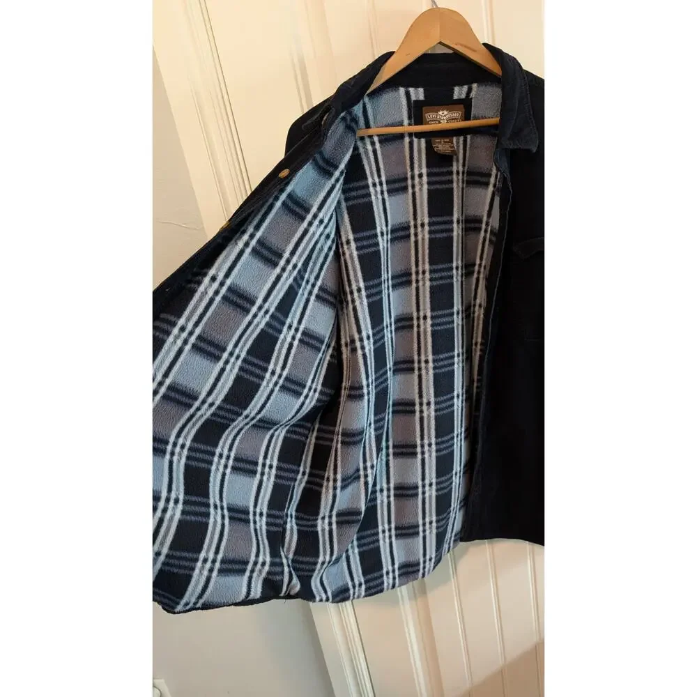 Levi Shacket Men XL Blue Corduroy Flannel Plaid Hunting Outdoors Grunge Y2K